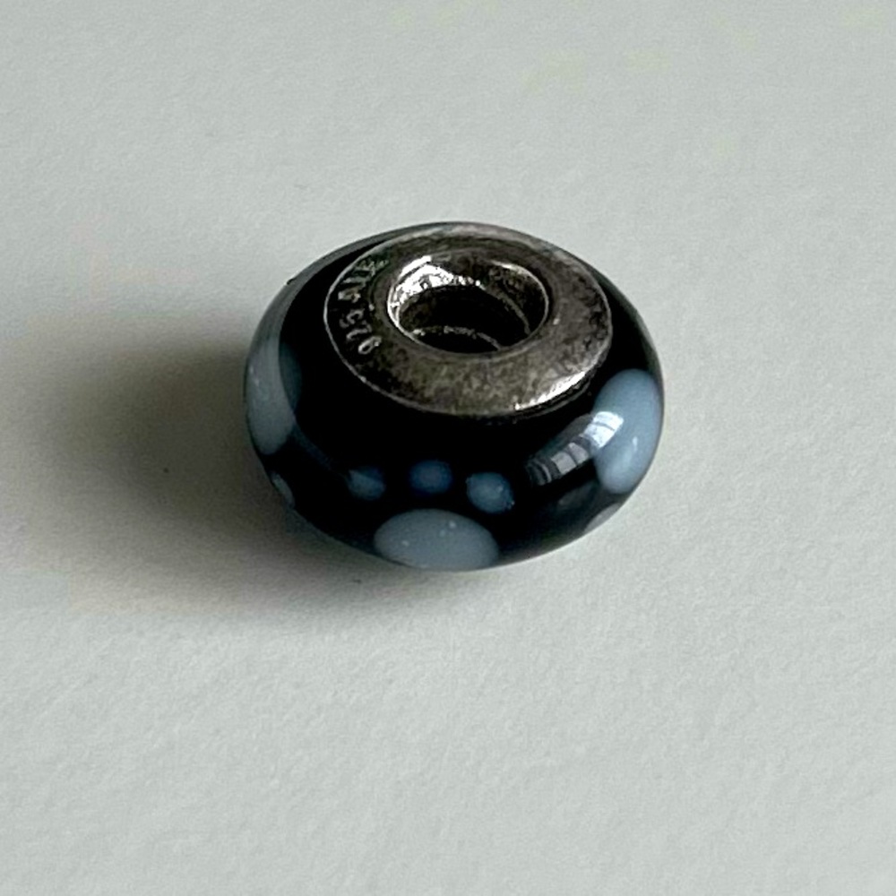 Pandora Murano Glass Bead Charm Black White Paw